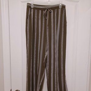 Suzy Shier Pants - Light-weight, olive stripes